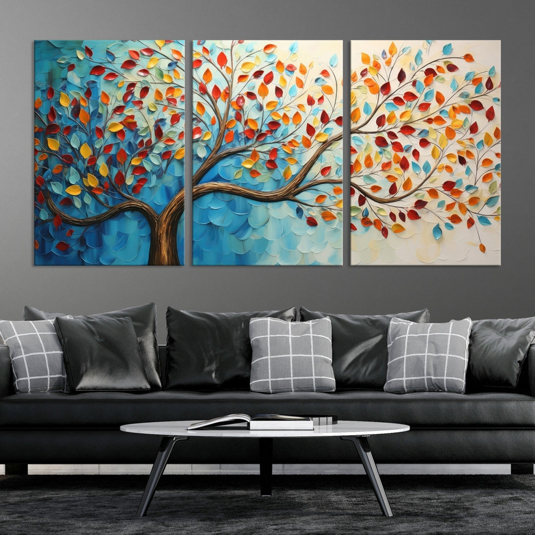 Abstract Tree and Leaf Wall Art Canvas Print