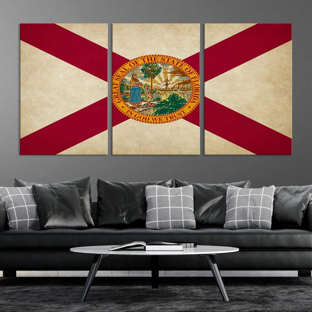 Lienzo grande con diseño de bandera de los estados de Florida
