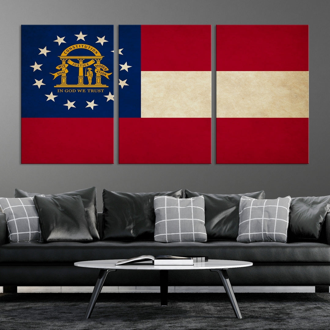 Art mural du drapeau des États de Géorgie Impression sur toile