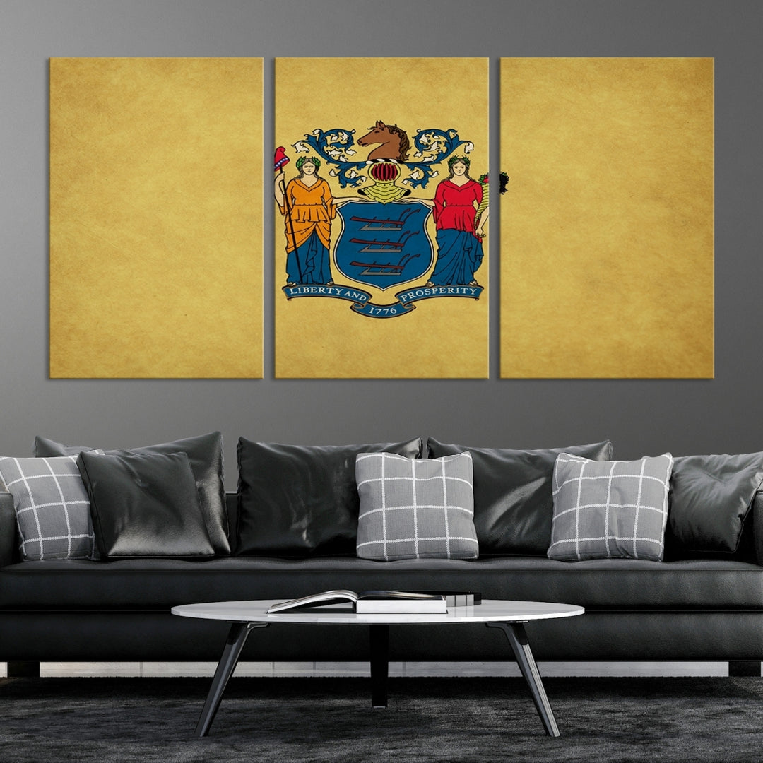 Arte de la pared de la bandera de los estados de Nueva Jersey Lienzo