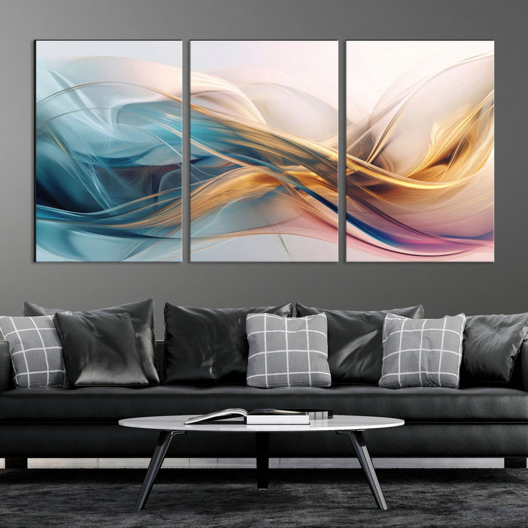 Abstract Turquoise Yellow  Wall Art Canvas Print