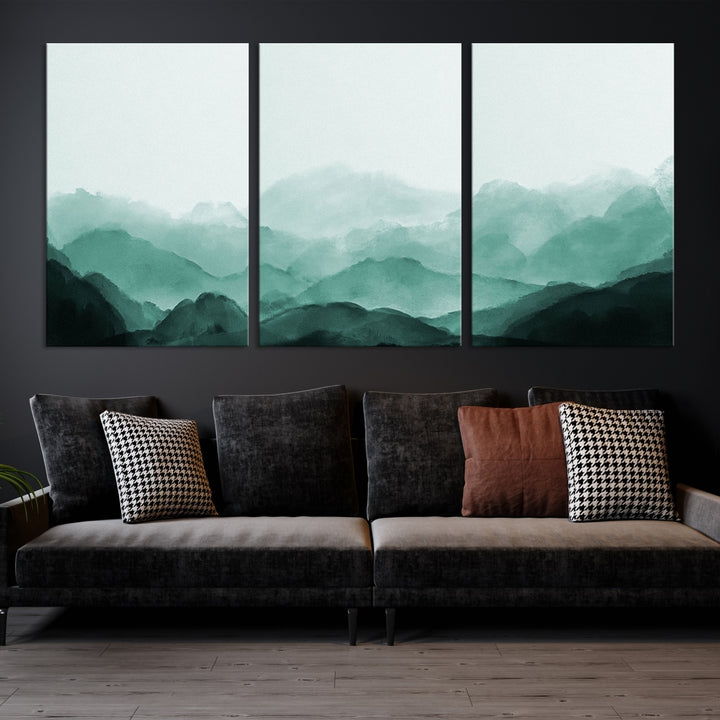Abstract Green Mountain Canvas Wall Art Print