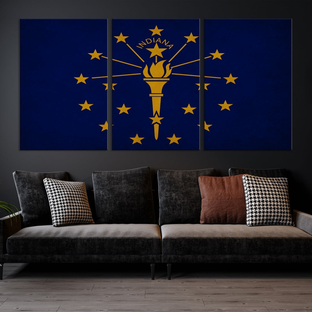 Art mural du drapeau des États de l'Indiana Impression sur toile