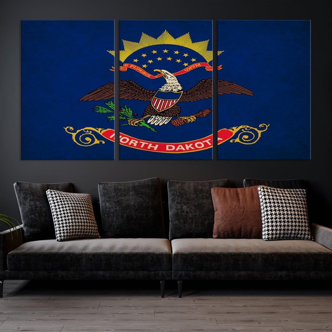 Arte de pared con bandera de Dakota del Norte Lienzo