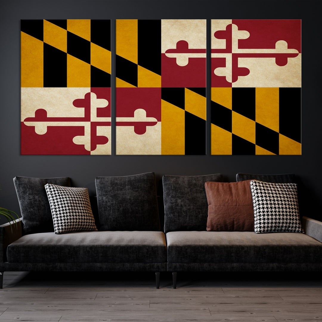 Art mural du drapeau du Maryland Impression sur toile