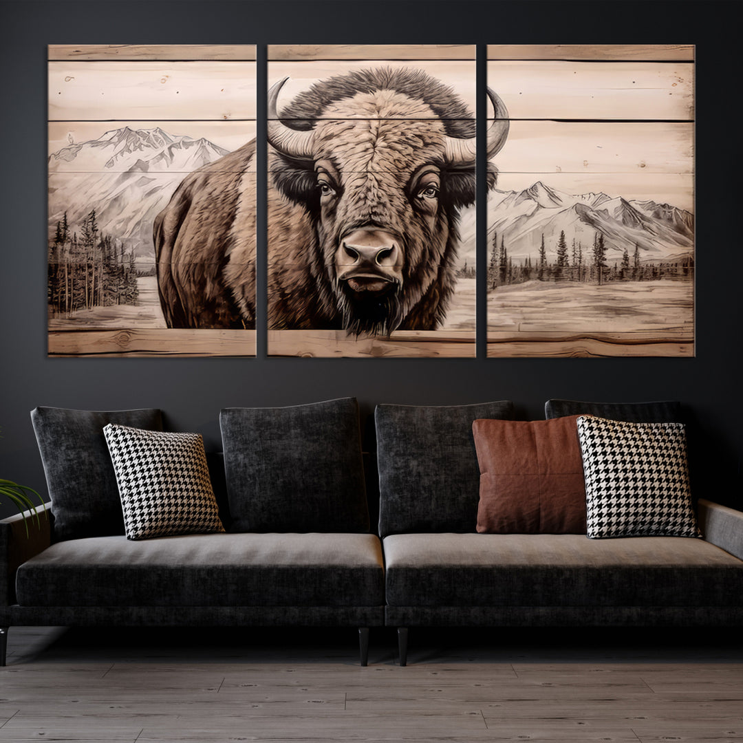 Bison Canvas Wall Art American Buffalo Print Rustic Decor for Farmhouse Wall Art