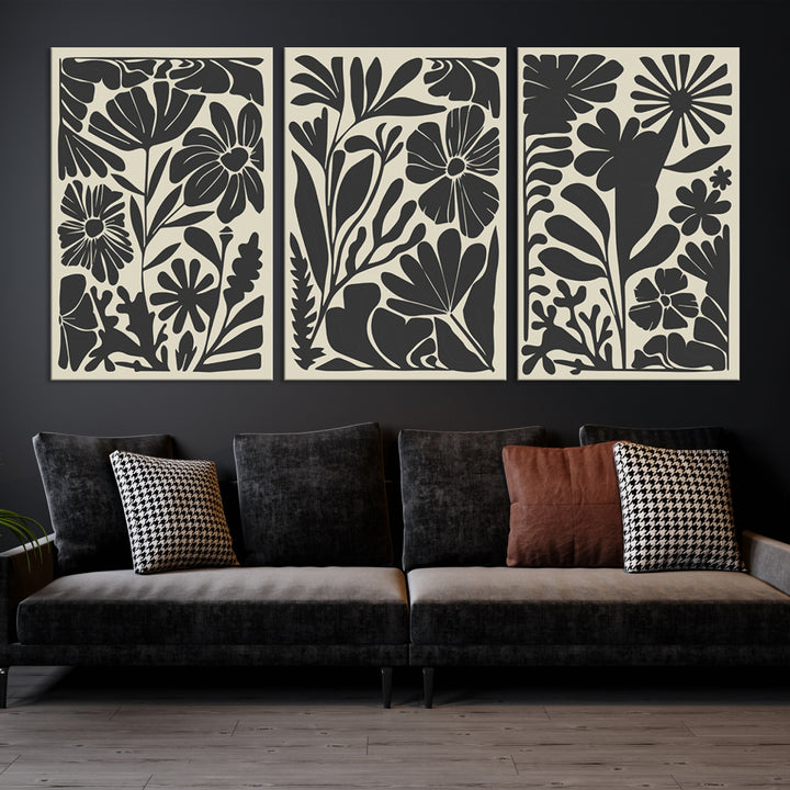 Canvas Wall Art Set Boho Abstract Floral Botanical Prints Minimalist Canvas Print