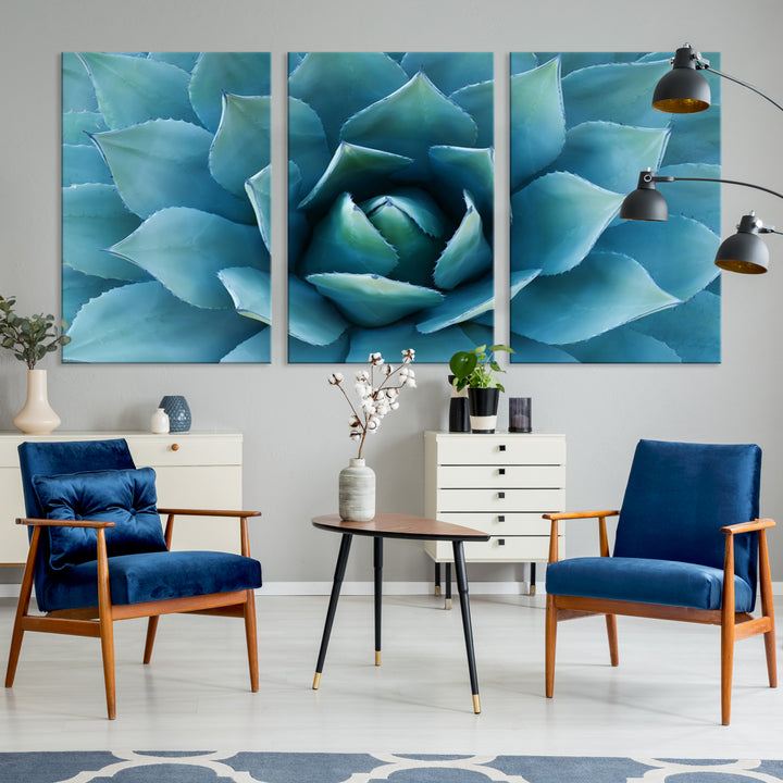 Wall Art Canvas Print Blue Agave Flower