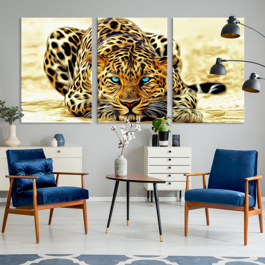 Leopard Blue Eye Wall Art Canvas Print
