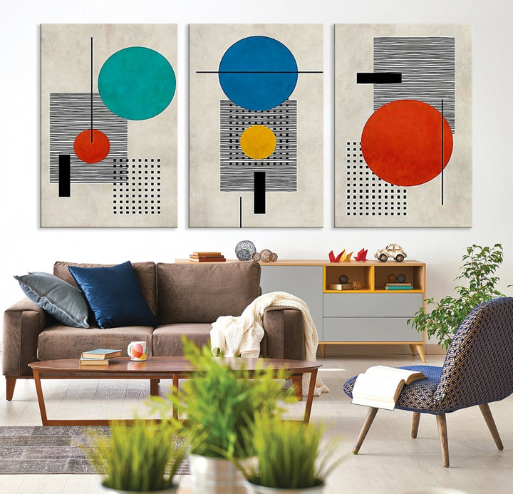 Canvas Print Wall Art Set of 3 Boho Rings Abstract Illustrs Art Boho