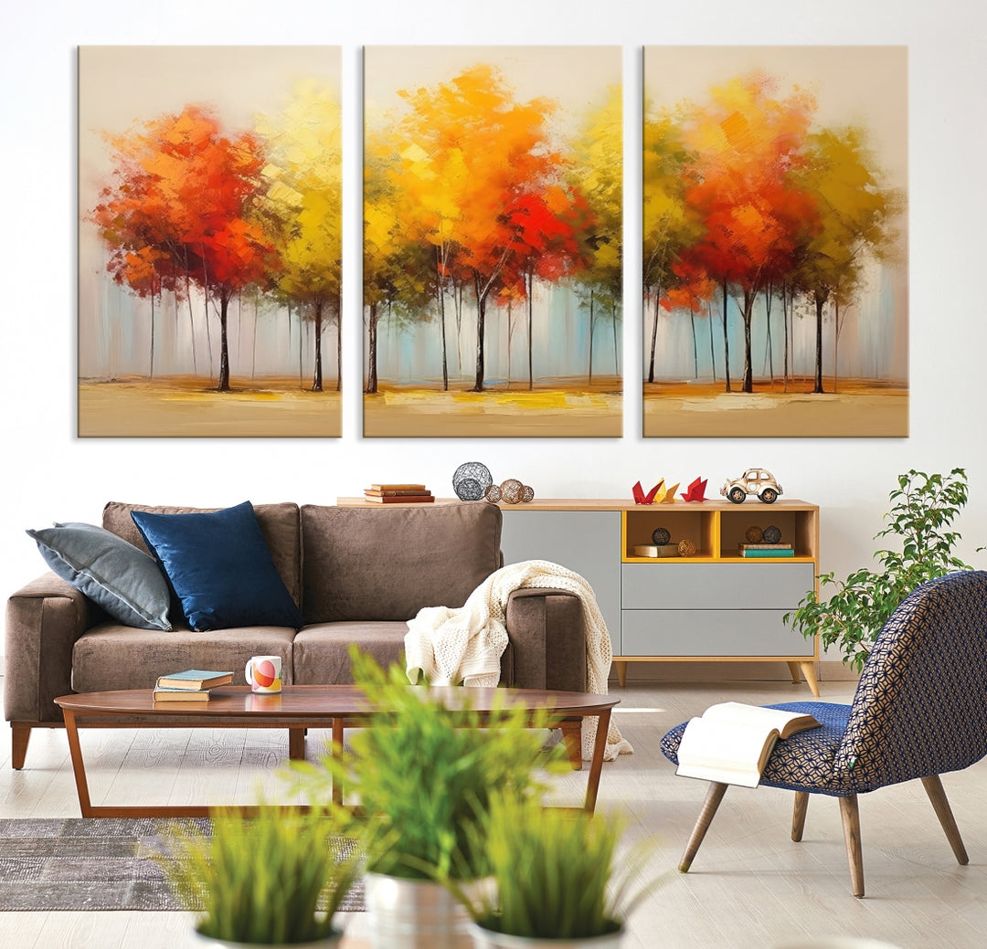 Abstract Autumn Fall Tree Wall Art Canvas Print
