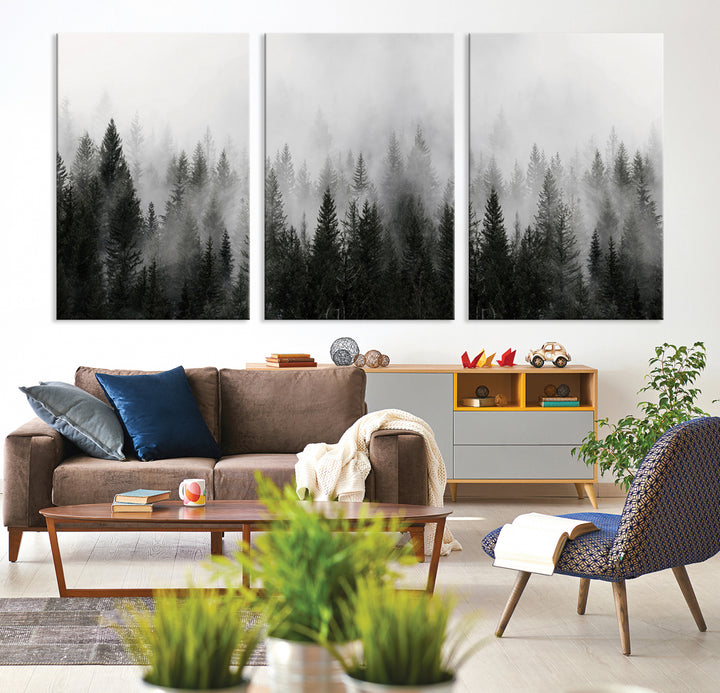 Misty Forest Wall Art Canvas Print | Foggy Forest Canvas
