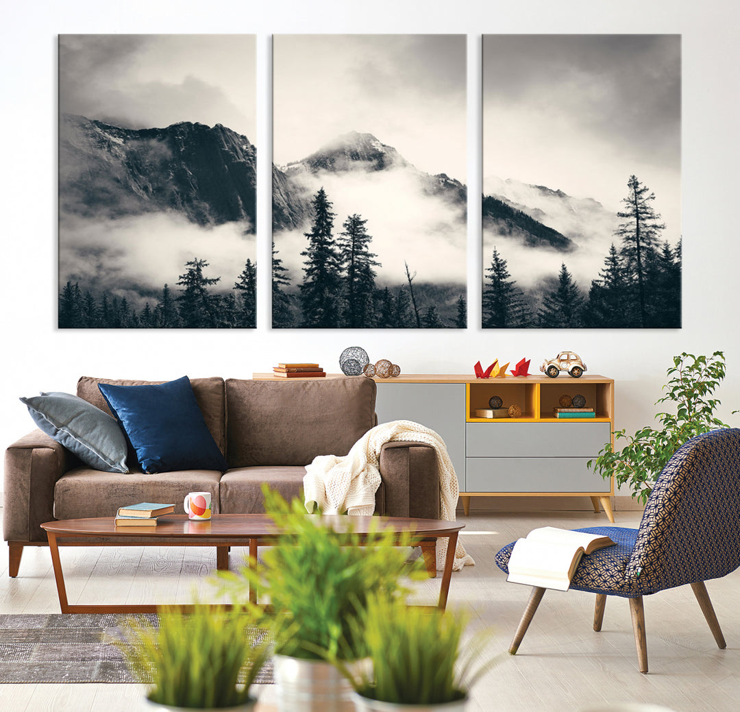 Mountains Canvas Foggy Forest Wall Art Mountain Banff Nal Park Print