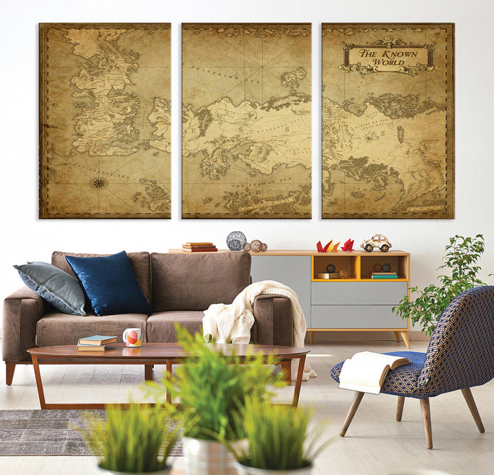 Game of Thrones Map - The Known World Map Wall Art Canvas Print