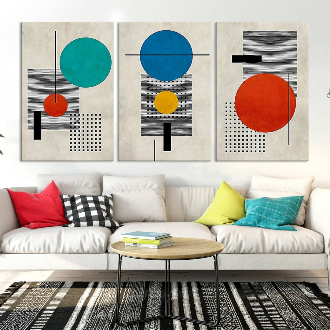 Impresión en lienzo Arte de pared Conjunto de 3 anillos Bohgo Ilustraciones abstractas Arte moderno minimalista Decoración boho