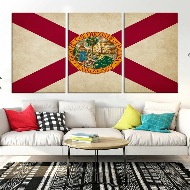 Art mural du drapeau des États de Floride Impression sur toile