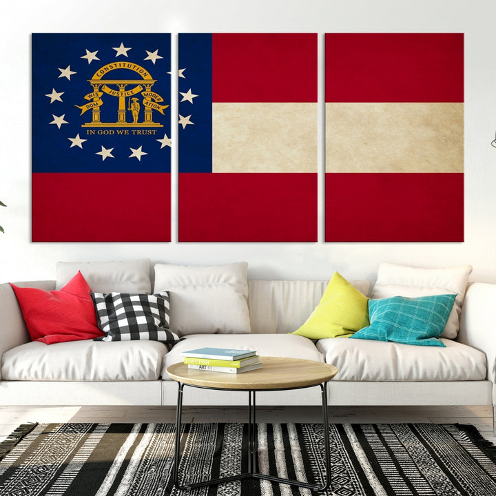 Arte de la pared de la bandera de los estados de Georgia Lienzo