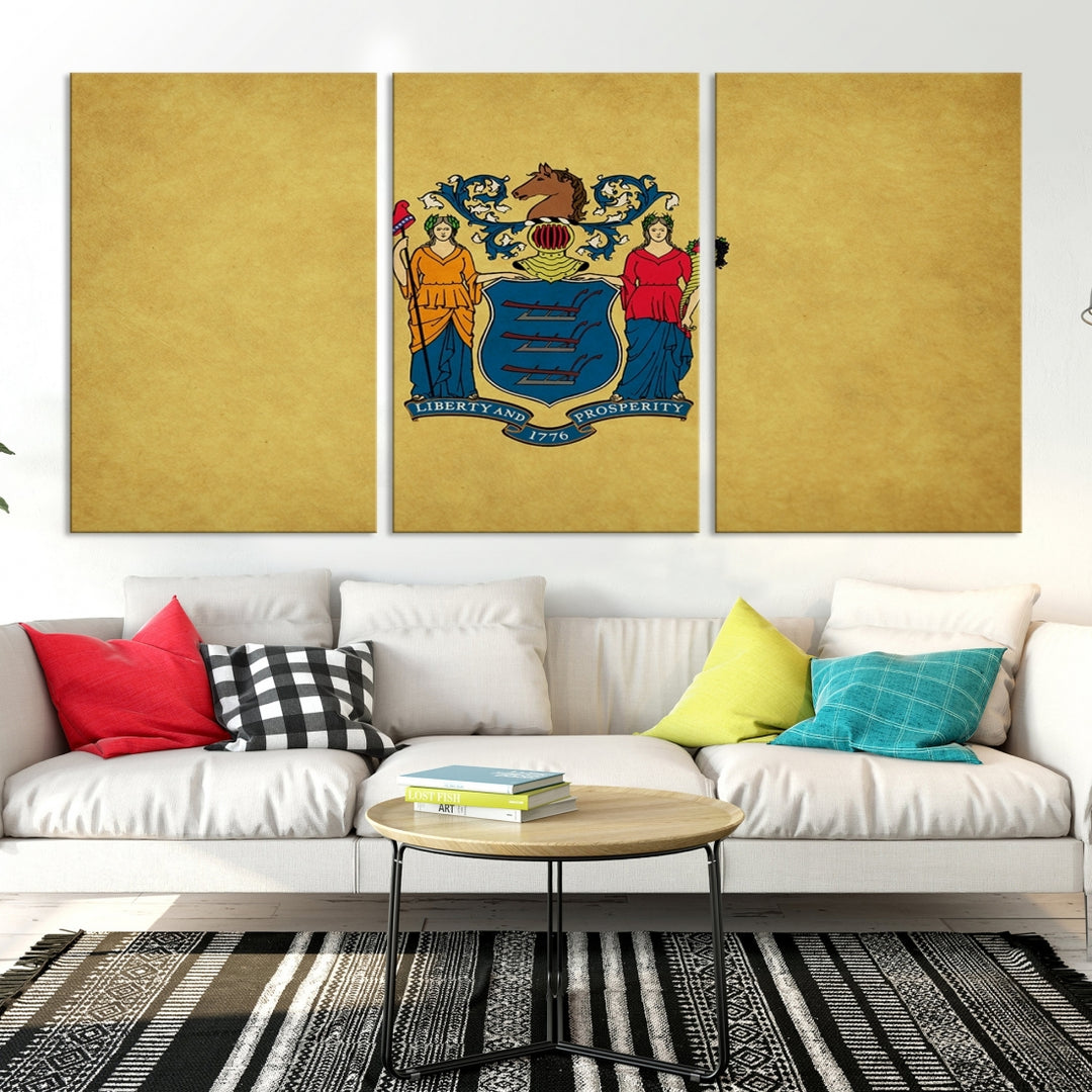 New Jersey States Flag Wall Art Canvas Print
