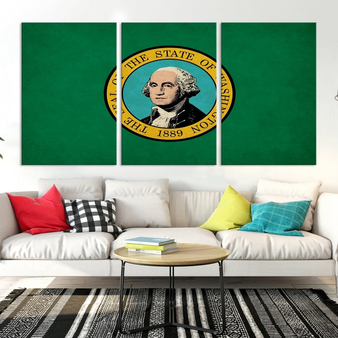 Arte de la pared de la bandera de los estados de Washington Lienzo
