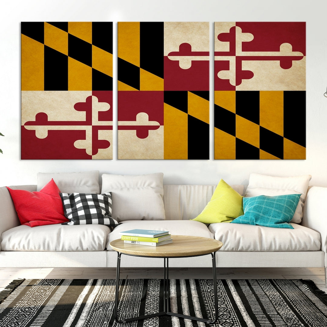 Maryland Flag Wall Art Canvas Print