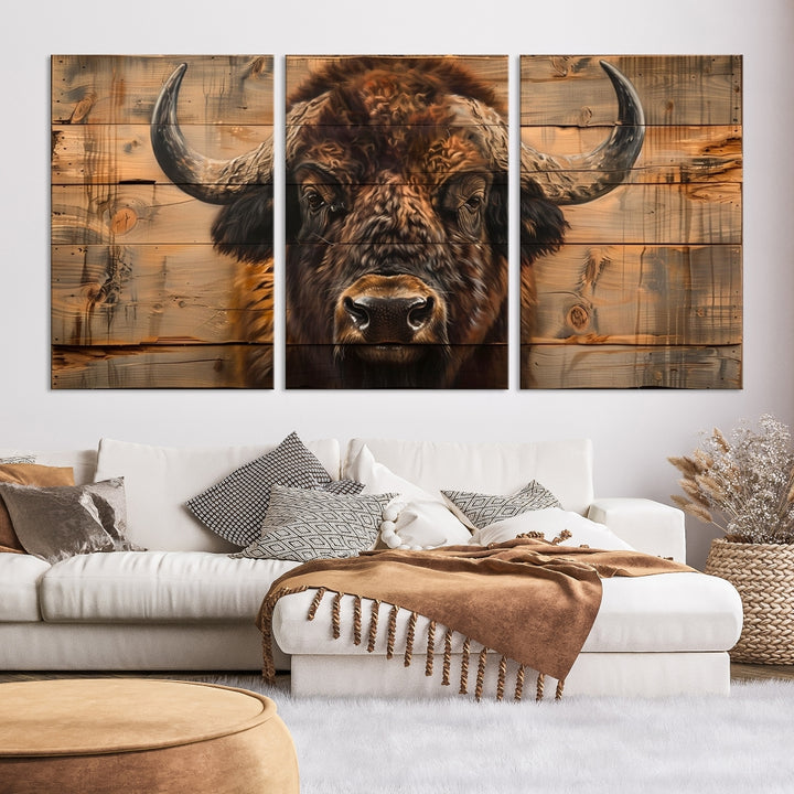 Art mural en toile de bison Impression de buffle américain