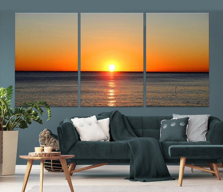 Ocean Sunset Wall Art Canvas Sunset over Sea Canvas Print for Living Room