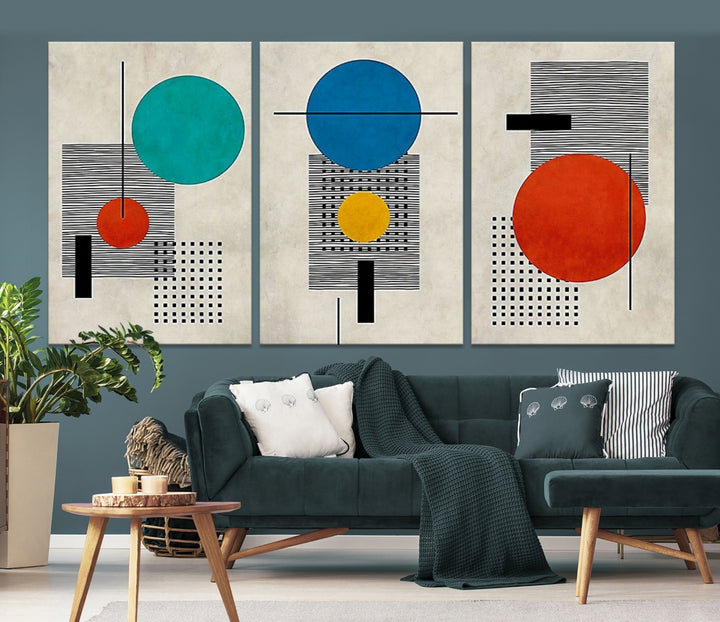 Canvas Print Wall Art Set of 3 Boho Rings Abstract Illustrs Art Boho