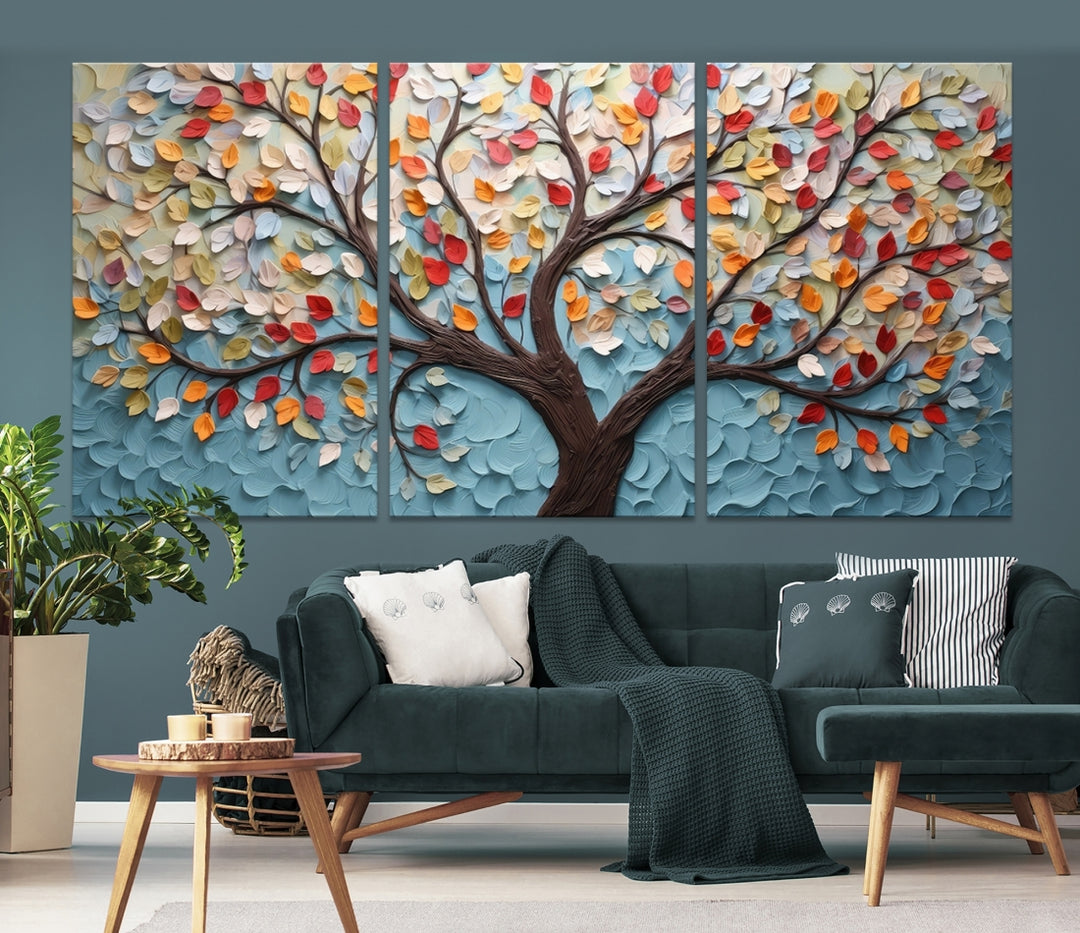 Arte abstracto de la pared del árbol y de la hoja Lienzo