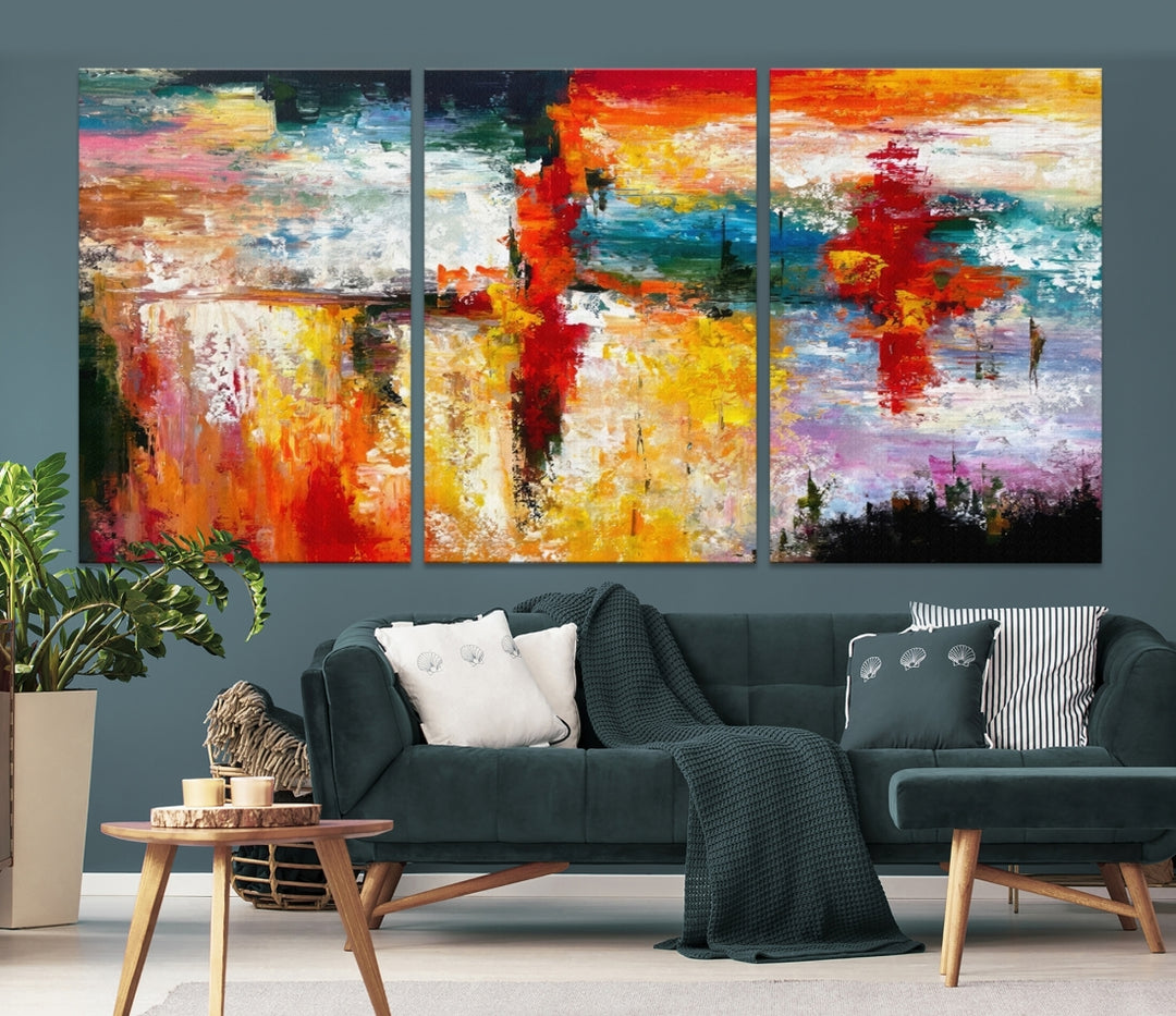 53366 - Colorful Abstract Wall Art Canvas Print Extra Large Size