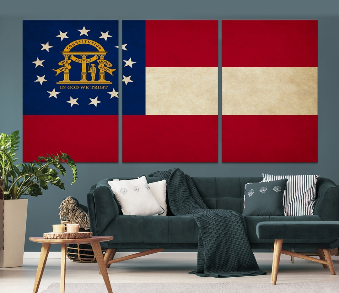 Art mural du drapeau des États de Géorgie Impression sur toile
