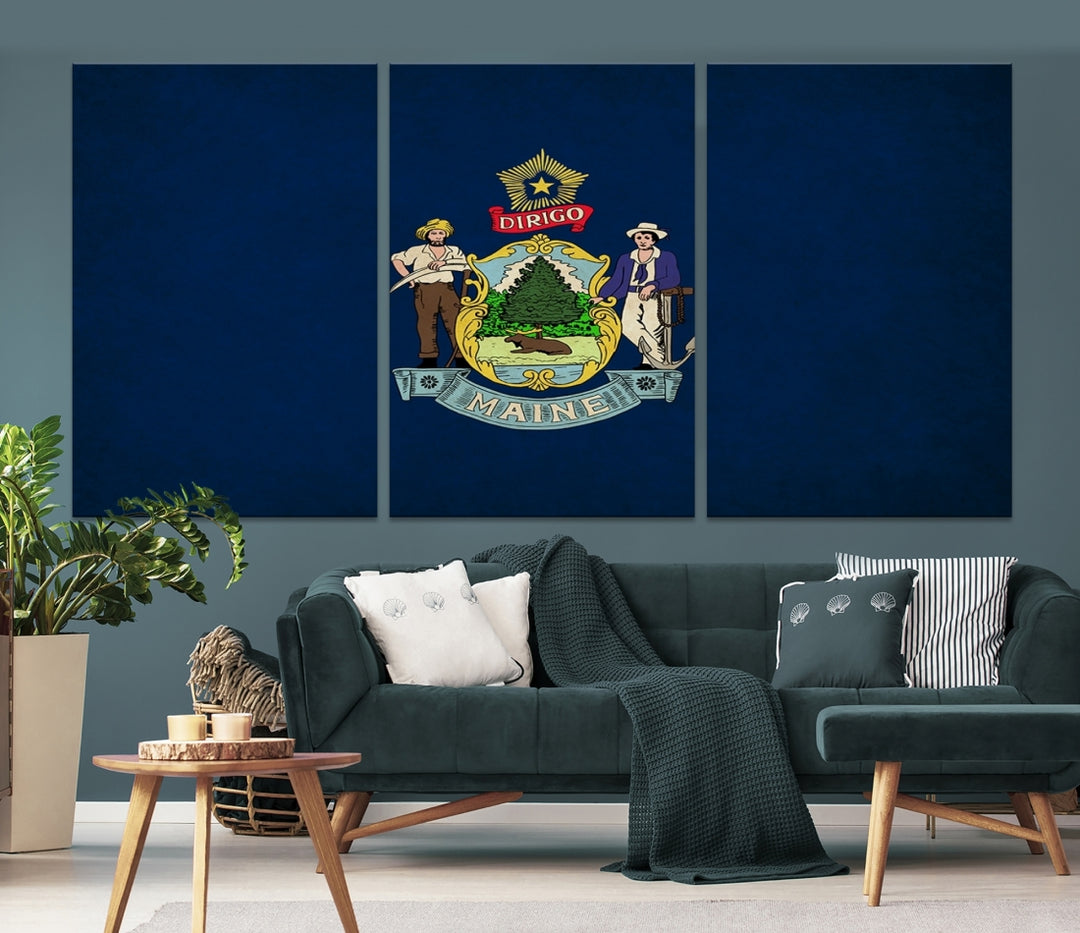 Maine States Flag Wall Art
