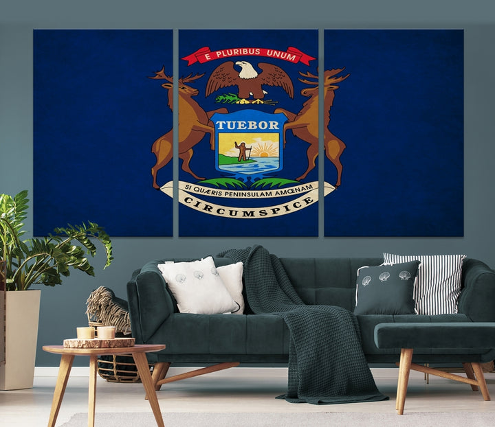 Art mural du drapeau des États du Michigan