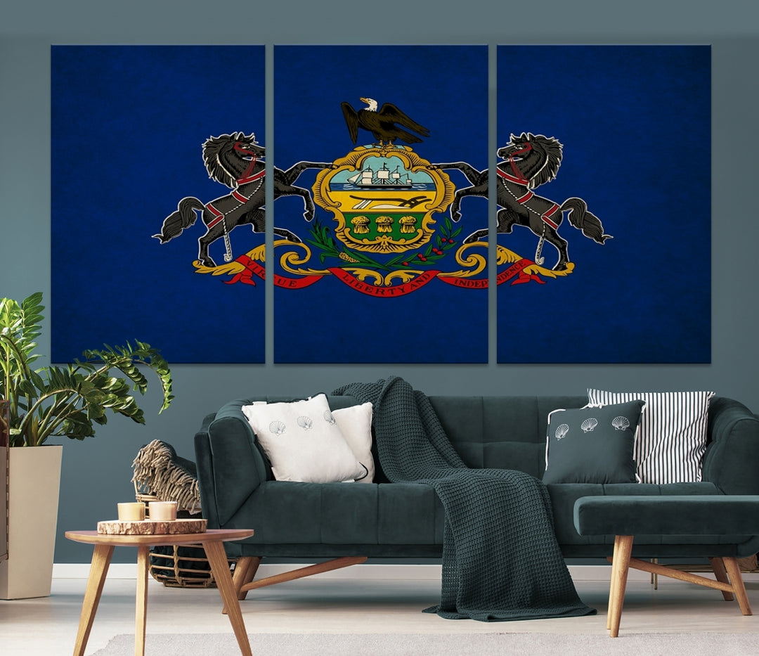 Arte de la pared de la bandera de los estados de Pensilvania Lienzo