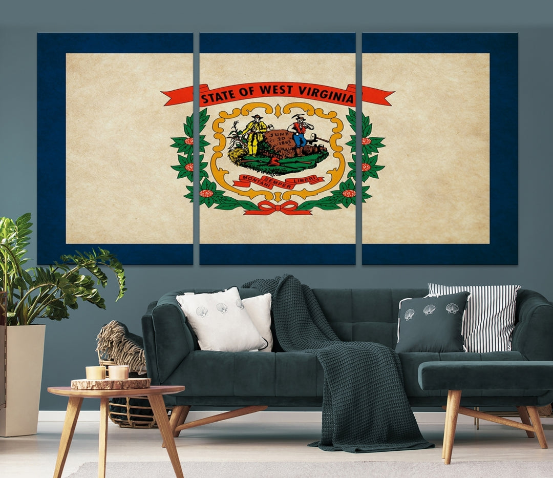 Arte de la pared de la bandera de los estados de Virginia Occidental Lienzo