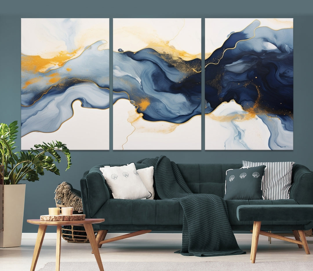 Dark Blue Abstract Wall Art Canvas Print