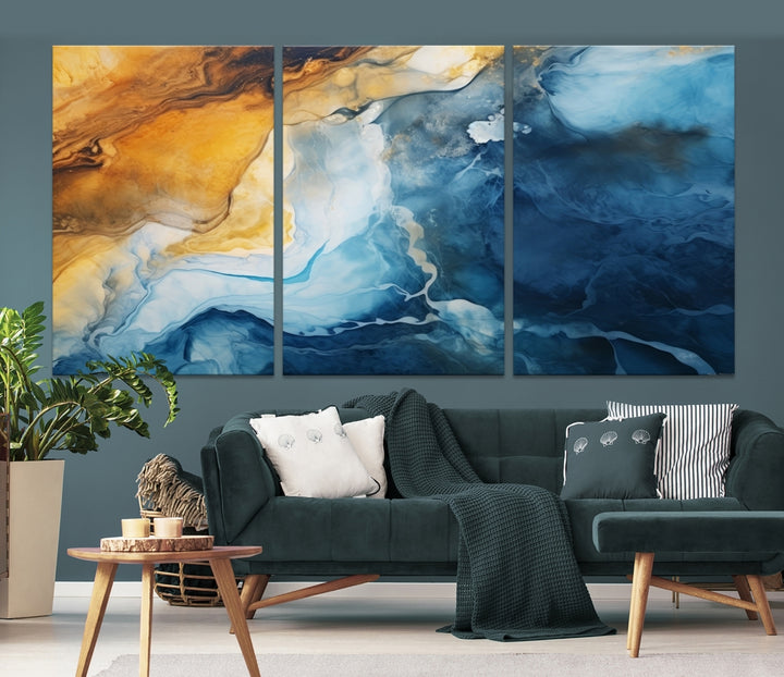 Art mural abstrait bleu marine