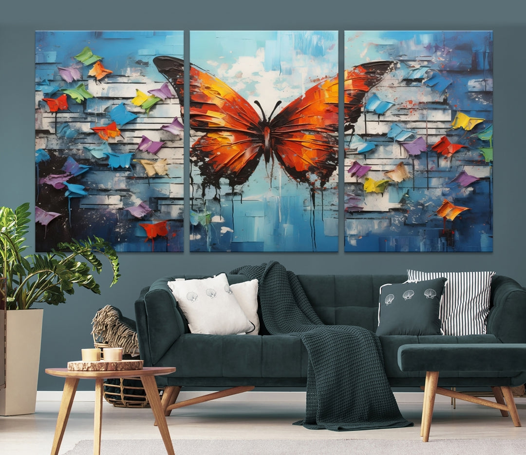 Papillon Graffiti Abstrait Impression sur toile