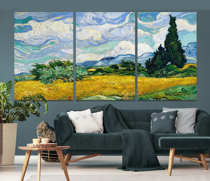 Campo de trigo con cipreses de Van Gogh, pintura, arte de pared Lienzo