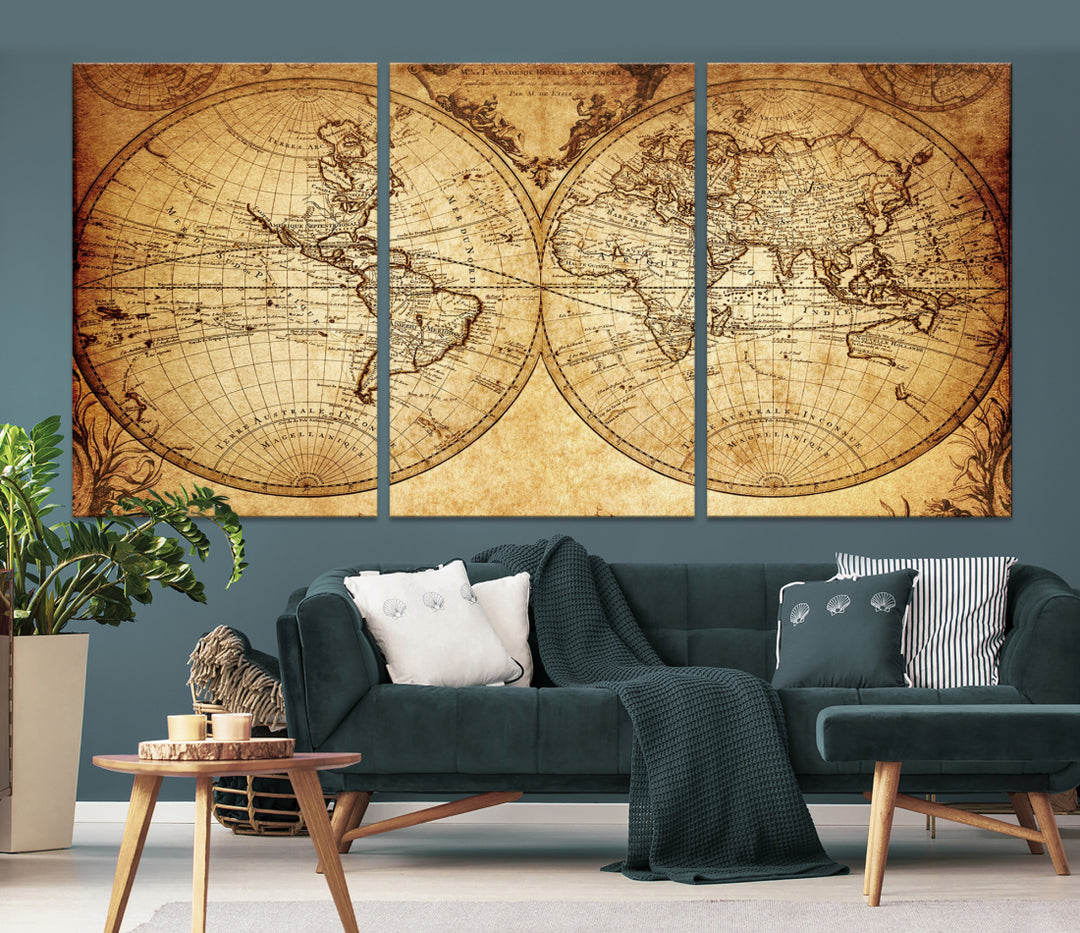 Art mural de la carte du vieux monde