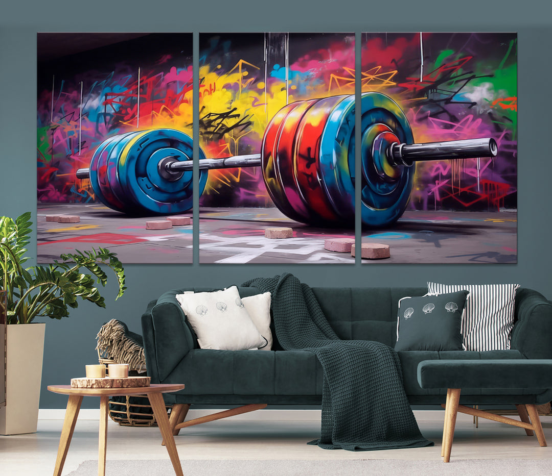 Fitness Gym Barbell Graffiti Art mural Impression sur toile
