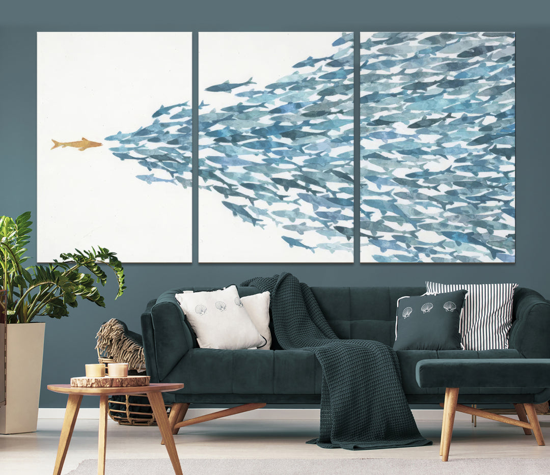 Abstract Fish Leader Wall Art Canvas Print