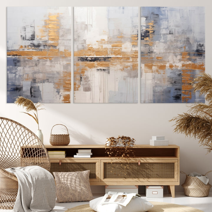 Beige Modern Large Abstract Wall Art Canvas Print