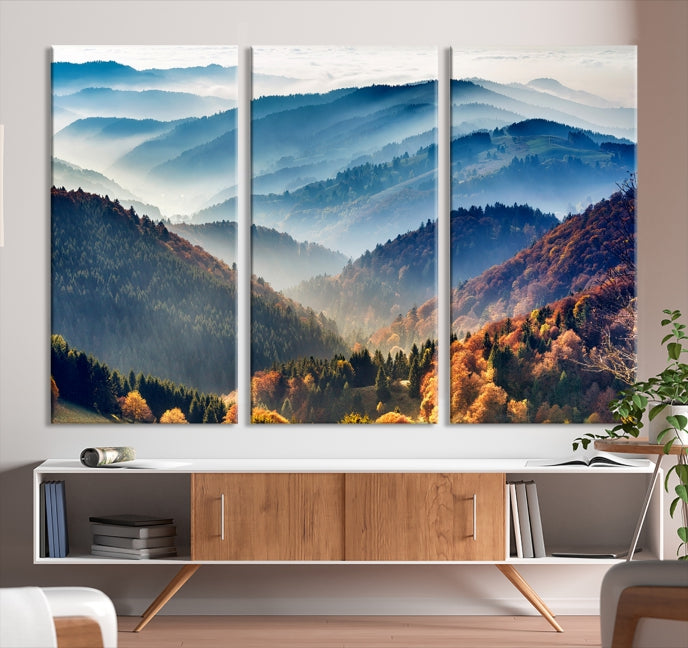 Impression sur toile d’art mural de paysage de montagne de forêt