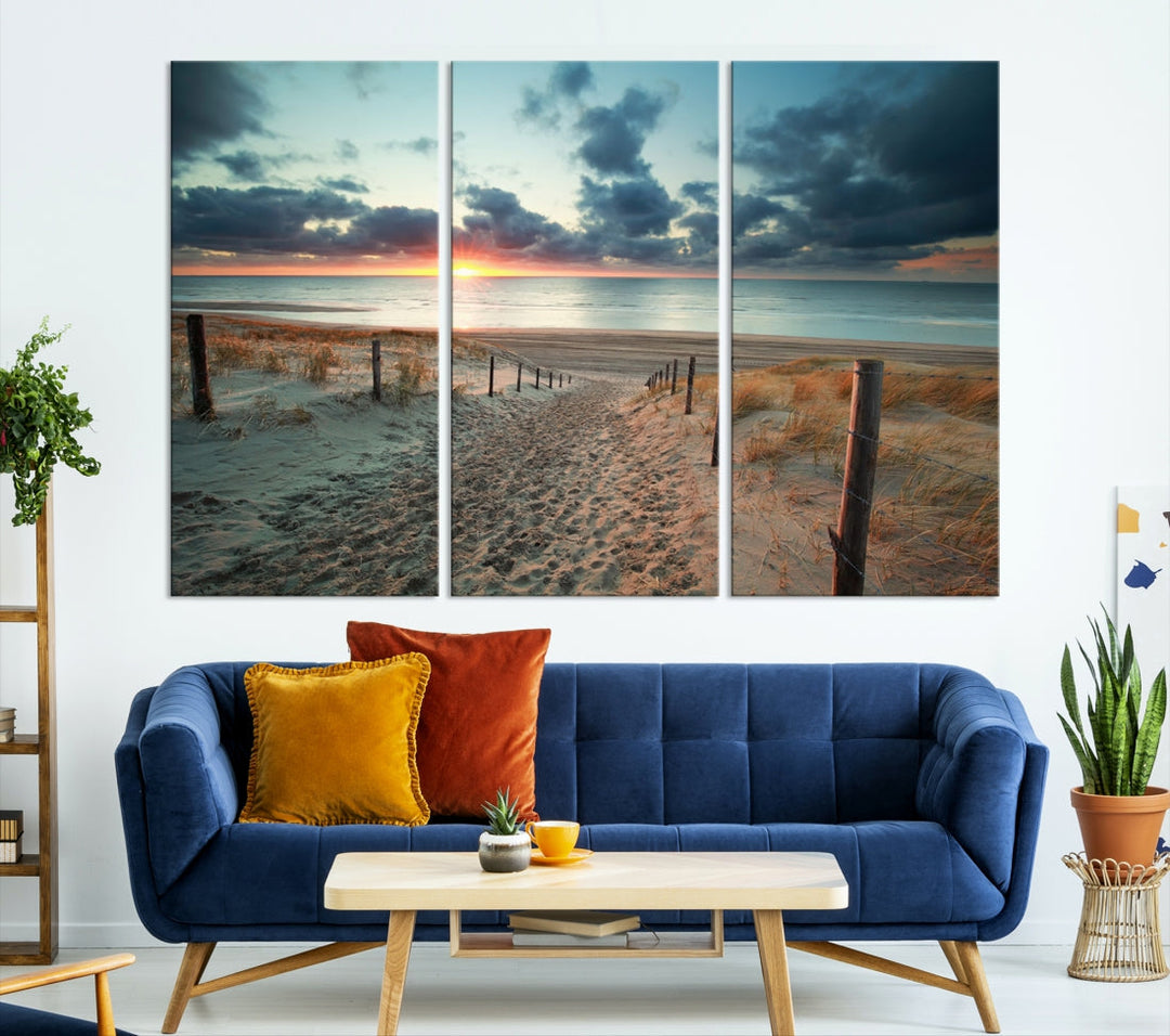 Sunset and Beach Wall Art Canvas Print