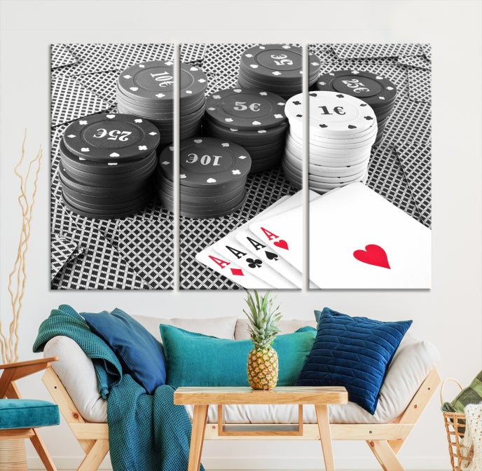 Poker Game Cards Multi Panel Wall Art Canvas Print