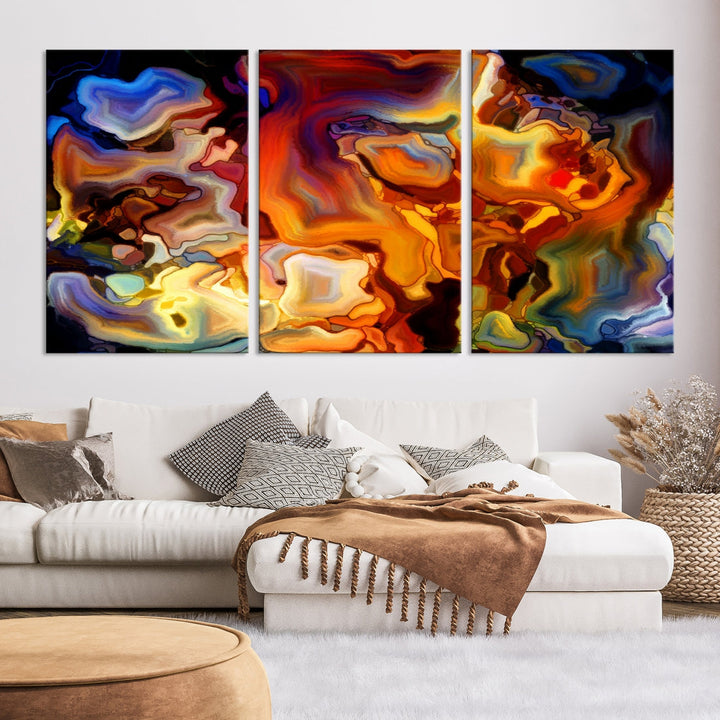 Abstract Flames Canvas Wall Art Print Abstract Marble Art Colorful Print Art