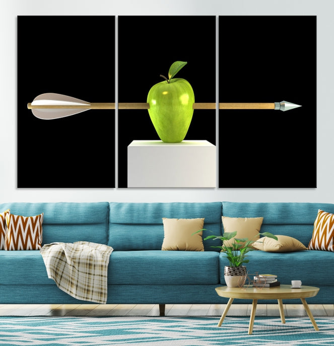 Manzana y flecha Arte de pared grande Ilustración de Apple Lienzo