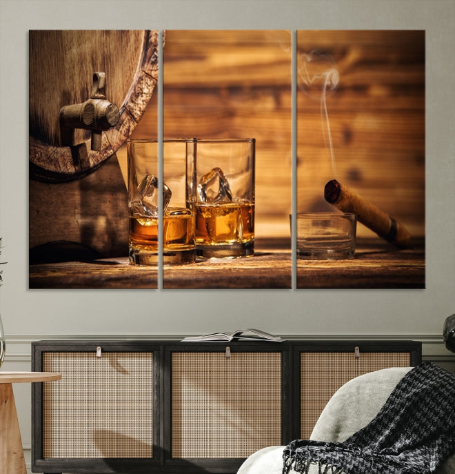 Whisky rustique et baril Impression sur toile