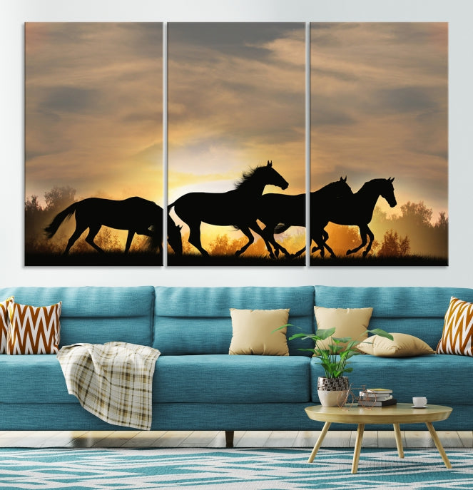 Art mural d'équitation de chevaux sauvages Impression sur toile