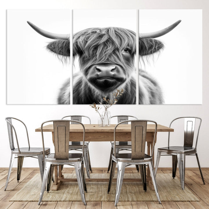 Highland Cow Animal Canvas Wall Art Texas Cattle Art Print Ferme Mur Art Impression sur toile